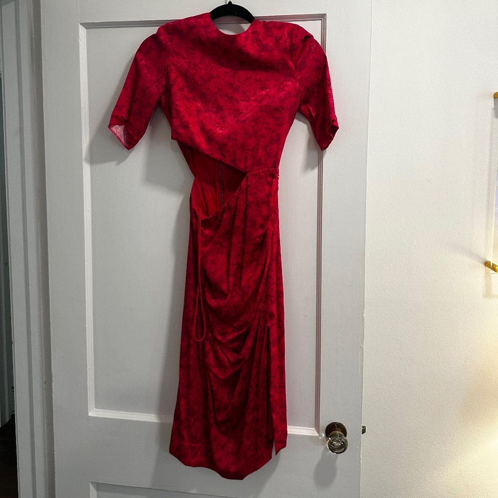 Alice and Olivia, Fuchsia Floral Pattern Cutout Dress, Size 0